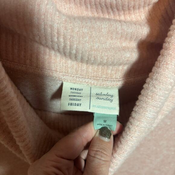 Anthropologie Saturday Sunday Oversized Cowl Neck Light Pink Sweater Size M - Picture 2 of 8